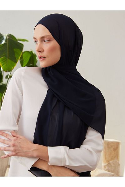 Femple Modest Πολυτελές Σιφόν Σάλι - Navy Blue, 180x70cm, Hijab