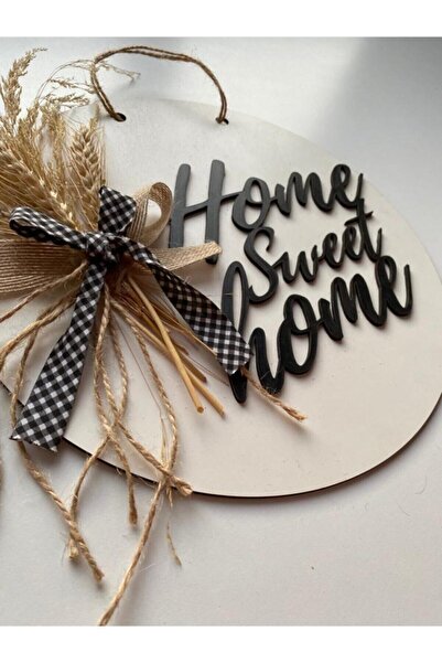 Pembe Ağaç Tasarım Atölyesi Home Sweet Home Özel Tasarım Dekoratif Süslü Hediyelik Kapı Süsü