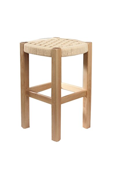 2mm Ahşap 2 Adet Hasır Örgülü Tabure