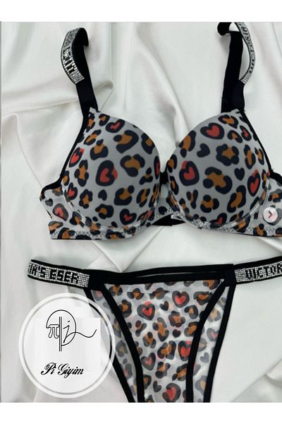 PİERLES Patterned Stone Detailed Bra Set