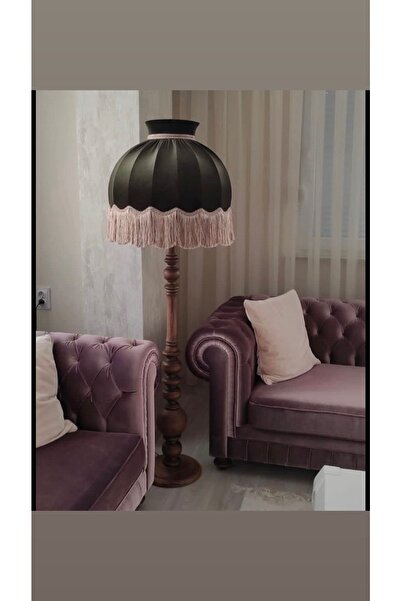 nar-ı albüm Ayışığı Abajur Lambader Yeşil Renk Ve Ahşap Ayak