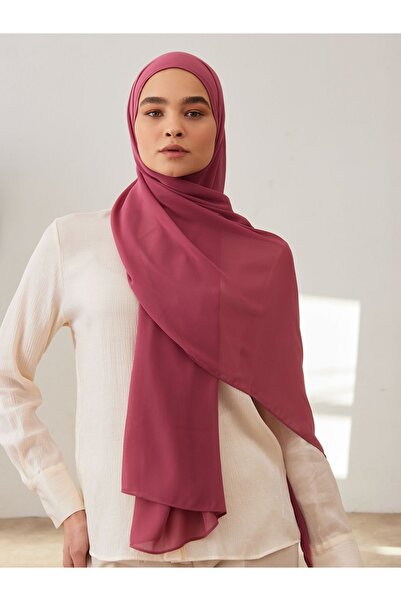 Femple Modest Hijab din șifon de lux - Castle Rose, 180x70cm