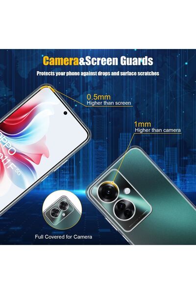 m.tk moveteck Oppo Reno 11F Compatible Case with Camera Protection Soft Transparent Silicone Cover Shockproof - Colorless