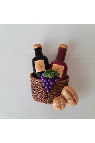 melora Buzdolabı Magneti Piknik Sepeti,üzüm,şişeler Ve Ekmekler Temalı