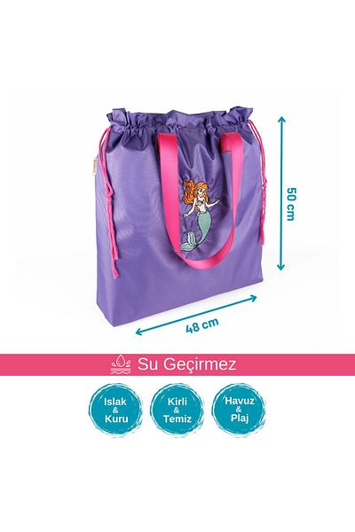 Atelier Bomonti Purple Waterproof Mermaid - Wet Dry and Dirty Clean Beach Pool Bag