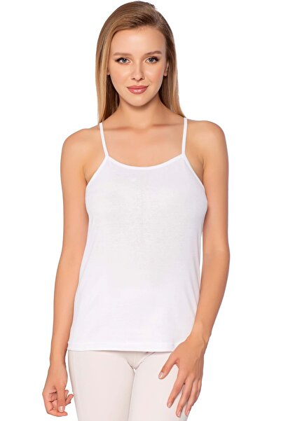 SEDEF YILDIZ Kadın Penye Ip Askı Atlet Beyaz