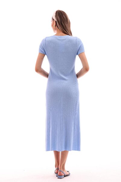 Tuğba Kabil Triko Mavi Elbise