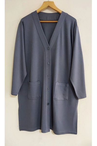 ziend fashion Jachetă tunică din bumbac pieptănat pentru mamă cu mâneci lungi și buzunare