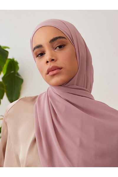 Femple Modest Πολυτελές σάλι σιφόν σε ρουζ χρώμα - Hijab 180x70cm