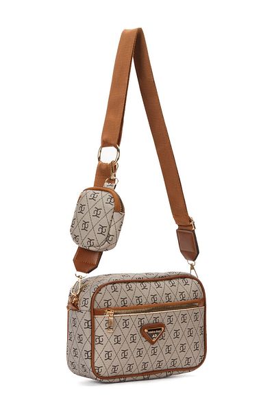 Adelina Bags Geantă de umăr pentru femei Mink - cu curea încrucișată și portofel