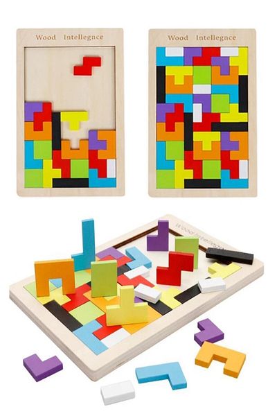 Ax Axentia Wooden Block Tetris Brain Teaser