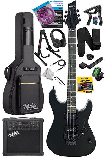 Midex Grx-300-25-amp Profesyonel Elektro Gitar Seti 25 Watt Gainli Şarjlı Blu...
