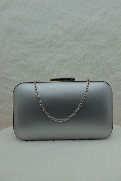 Sh Poly Βραδινό φόρεμα τσάντα Clutch Portfolio με λουράκι ώμου και χειρός υφασμάτινο ασημί 2023