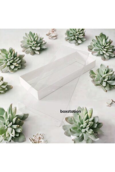 BOXSTATION 6,5x16x2,5 cm Asetat Kapak Beyaz Kutu 100 Adet