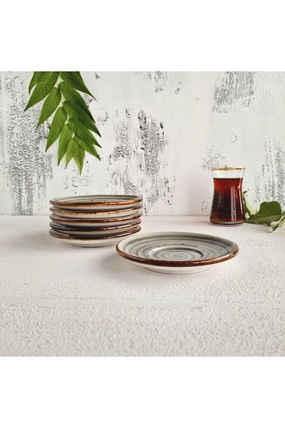 MADAM İZMİR 6-Piece Gray Winter Tea Plate