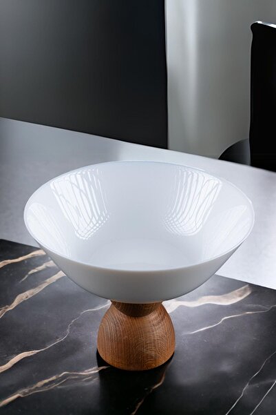 Violenza Home Lucio Wooden Leg 23 Cm Pit Presentation Plate, Fruit Bowl, Dessert Presentation, Snack Bowl, Bowl, Presentation Bowl