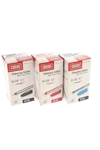 Cassa 8740 Slıde 0.7mm Tükenmez Kalem 50li Paket Kırmızı