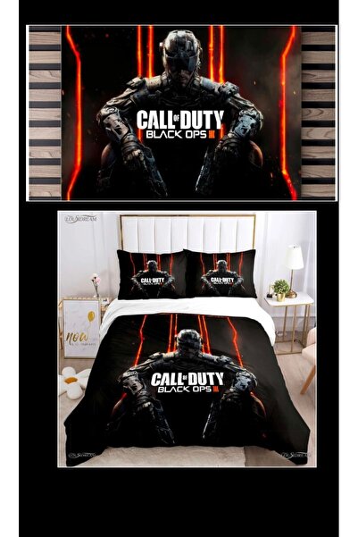Elmas Dizayn طقم غطاء لحاف مزدوج مكون من 4 قطع من Call Of Duty و2 ستارة خلفية...