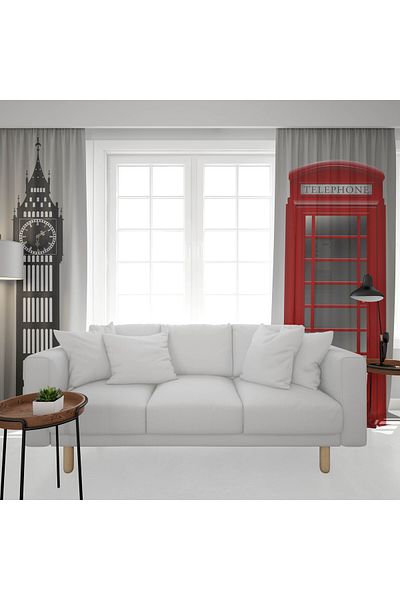 Şen Dekorasyon LONDON 2 Wing Complementary Theme Background Curtain