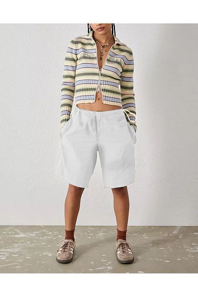 september island Longline White Baggy Tech Shorts