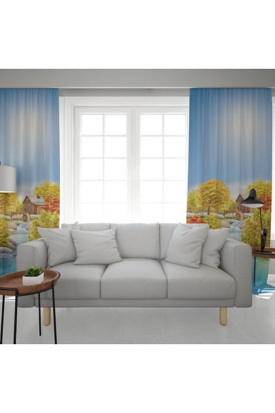 Şen Dekorasyon 2 Wings Oil Paint Scenery Background Curtain
