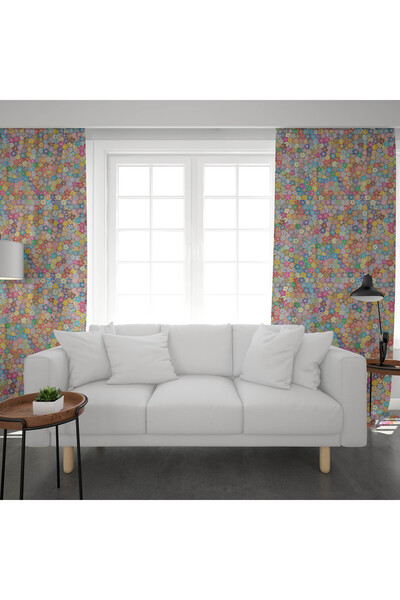 Şen Dekorasyon 2-х панельна кольорова штора для вітальні з малюнком маленьких...