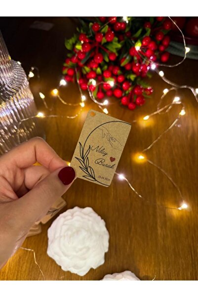 YAPIŞKAN STORE Kişiye Özel Baskılı Söz Nişan Kına Düğün Kraft Hediye Kartı Etiket - 108 Adet - 4x6cm