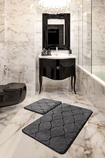 Chilai Home Infinity Anthracite Σετ 2 - 50x80cm και 40x50cm Χαλί και Πατάκι Μπάνιου, Χειροποίητο Ακρυλικό