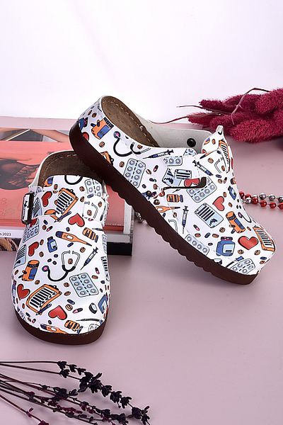 azizsahinshoes 3034 Μοντέλο Παντόφλες με ανατομικό σχέδιο με εργαλεία γιατρού