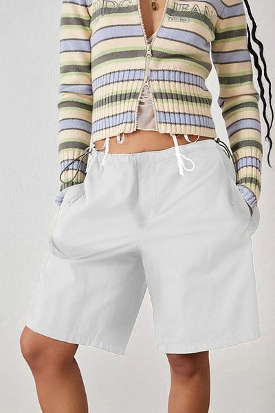 september island Longline White Baggy Tech Shorts