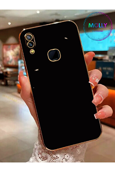 Molly Technology Huawei P20 Lite Için Siyah Kenarları Gold Detaylı Lüks Silik...