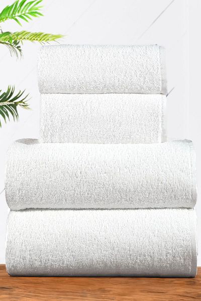 Comfort Home Λευκό Σετ Μπάνιου 4 τεμαχίων Σετ Πετσέτες 70x140cm 40x75cm