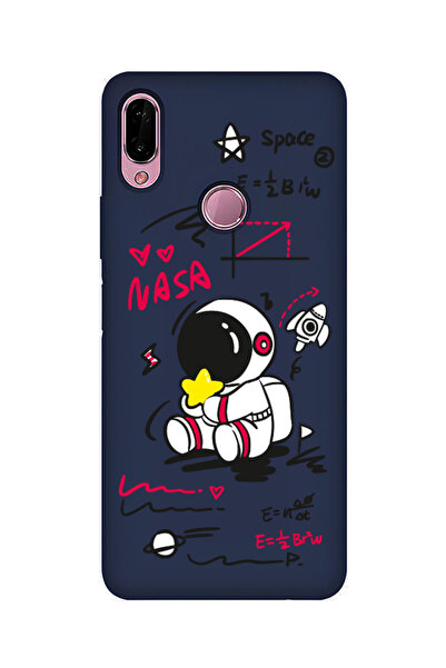 Molly Huawei P20 LİTE İçin Lacivert Sevimli Astronot Desenli Silikon Kılıf