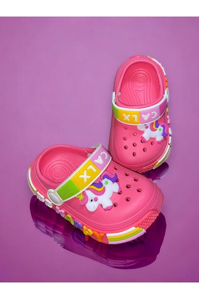 Calx Children's Pink Color Unicorn Figured Anti-Slip Sandals Slippers
