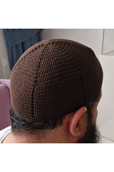 morlalem m Coffee Color Cotton Prayer Skullcap - Handmade & Hundred Percent Skullcap, 03Cotton Coffee
