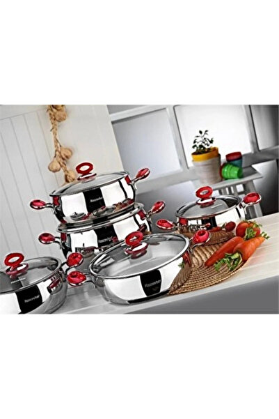 Hascevher Anemon 10 Piece Steel Cookware Set - Glass Lid