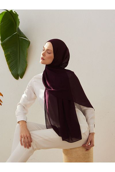 Femple Modest Winter Bloom Colorful Luxury Chiffon Shawl - 180x70cm Hijab