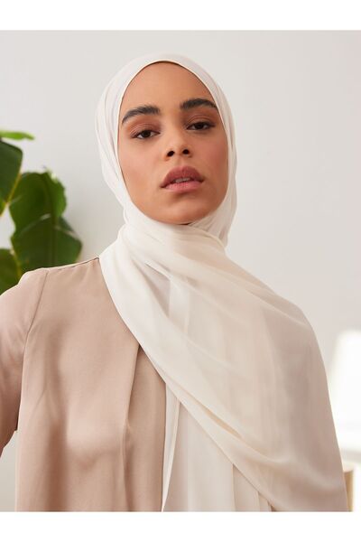 Femple Modest Шовковий шарф кольору слонової кістки - 180x70 см