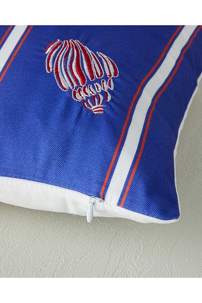 English Home Κεντητό κάλυμμα μαξιλαριού με ριχτάρι Navy Blue Merma