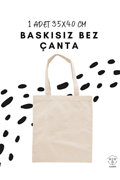 ALERSS Baskısız Bez Çanta 35x40cm Natürel Renk ( 1 adet )