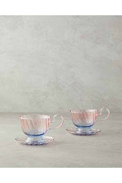 English Home Flow Borosilkat Çay Fincanı Takımı Mor-Mavi