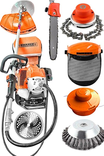 Swazer Benzinli Motorlu Sırt Tırpan Ve Testere Metal Fırça Zincirli Kafa Usta...