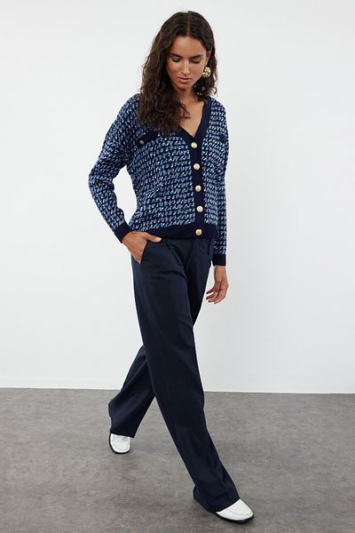 Trendyol Collection Széles szabású sötétkék kötöttáru kardigán - TWOAW22HI0268