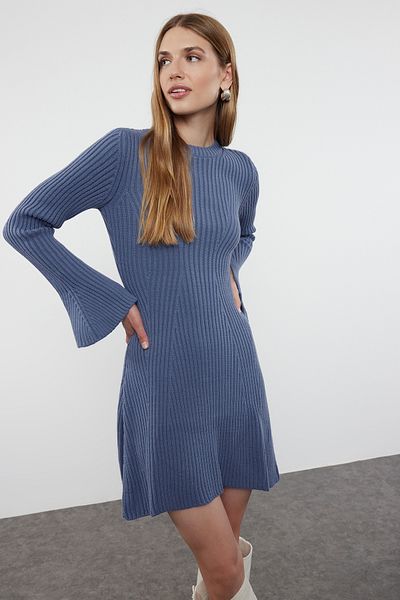 Trendyol Collection Rochie Indigo Mini Tricot A-Line Formda TWOAW25EL00030