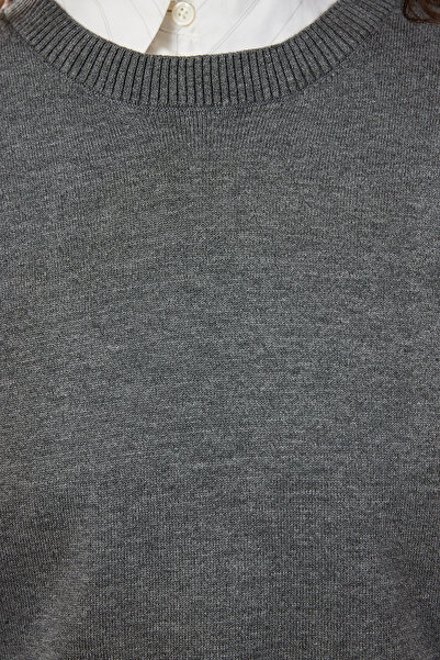 Trendyol Collection Wide Fit Crew Neck Anthracite Knitwear Sweater - Twoaw25Sv00005