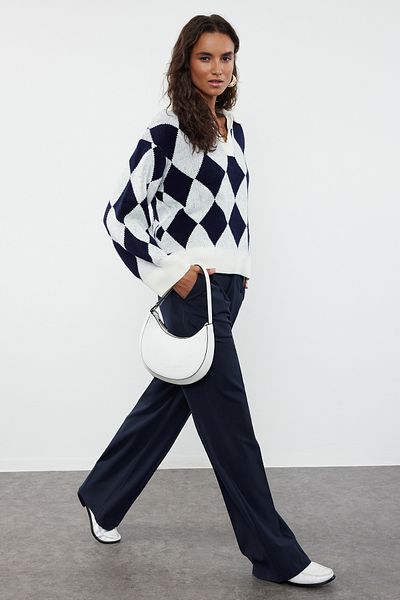 Trendyol Collection Wide Fit Ecru Patterned Soft Knitwear Sweater - Twoaw23Kz00904
