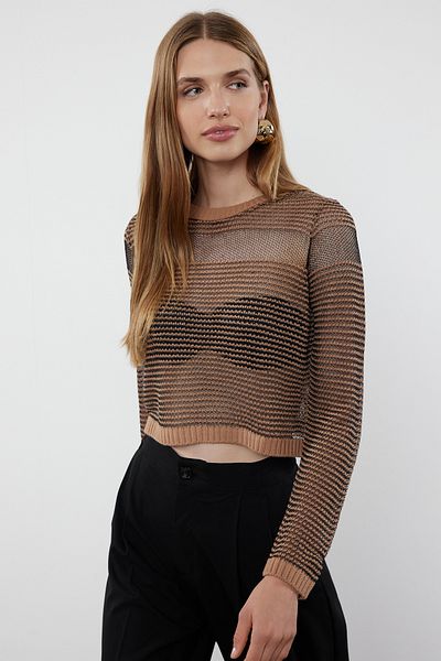 Trendyol Collection Pulover de tricotaj negru transparent cu sclipici - TWOAW25KZ00140