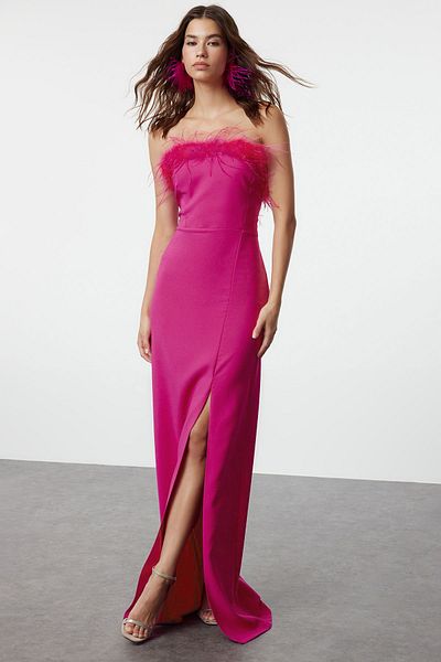 Trendyol Collection Βραδινό φόρεμα με λεπτή ύφανση ροζ Otrish - TPRSS22AE0095