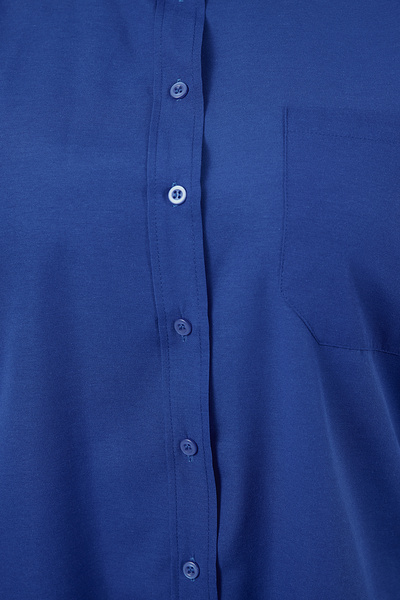 Trendyol Curve Sötétkék, laza szabású pamut hosszú ujjú, nagyméretű szőtt ing TBBSS22GO0323