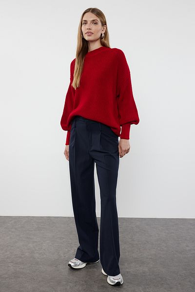 Trendyol Collection Red Wide Fit Basic Knitwear Sweater Twoaw23Kz01448